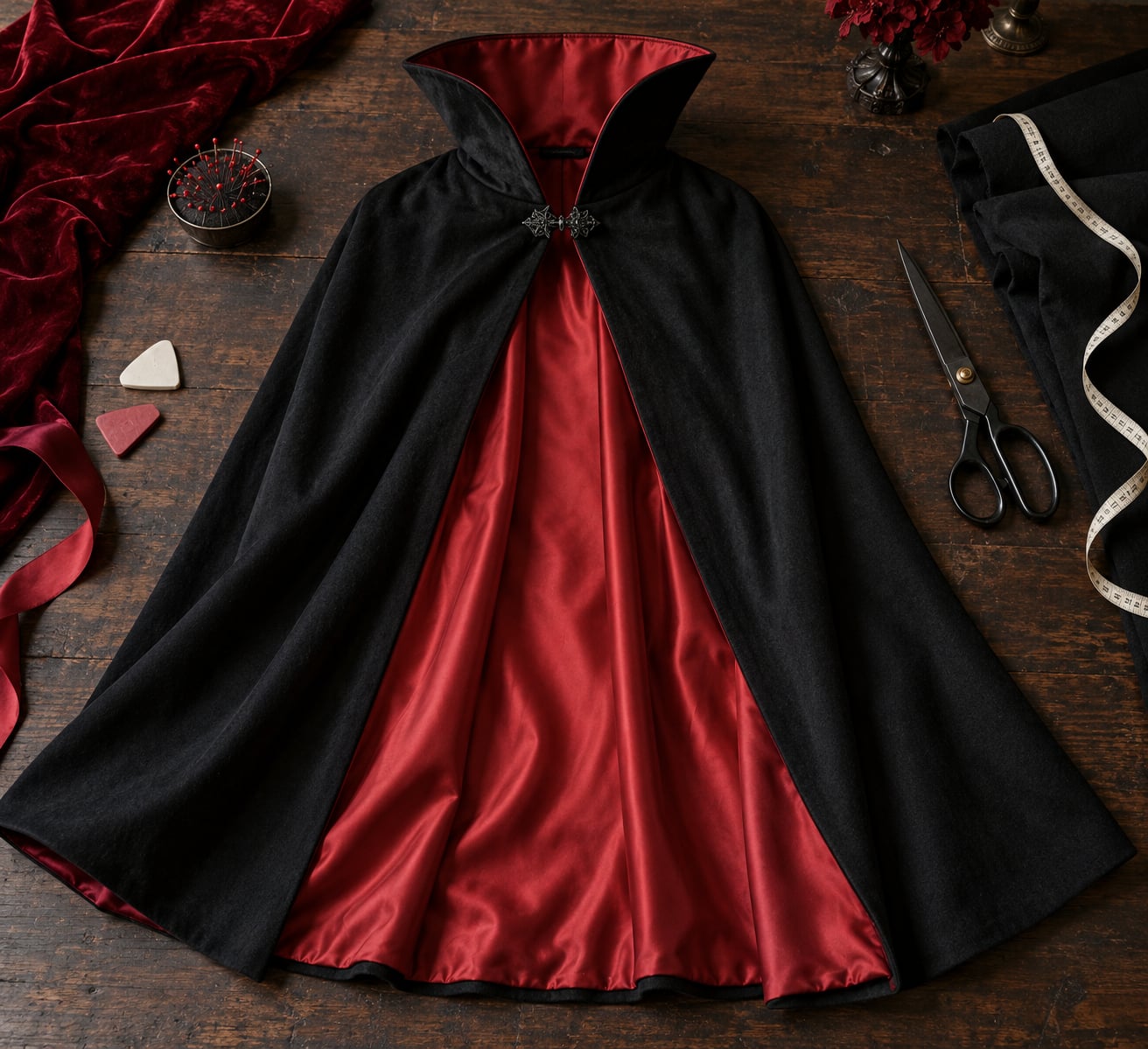 how to make a vampire cape from a thrift store jacket