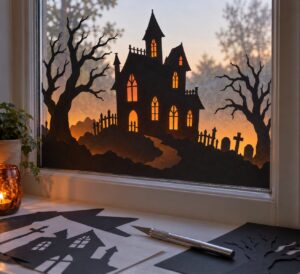 how to make a spooky silhouette window display