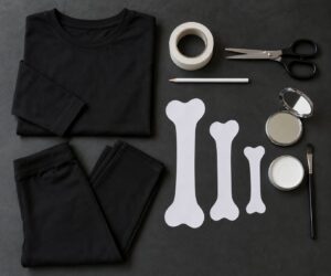 how to make a skeleton costume with white tape