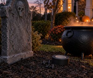 how to hide extension cords in a halloween display