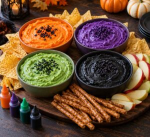 how to make colored dips for a halloween spread