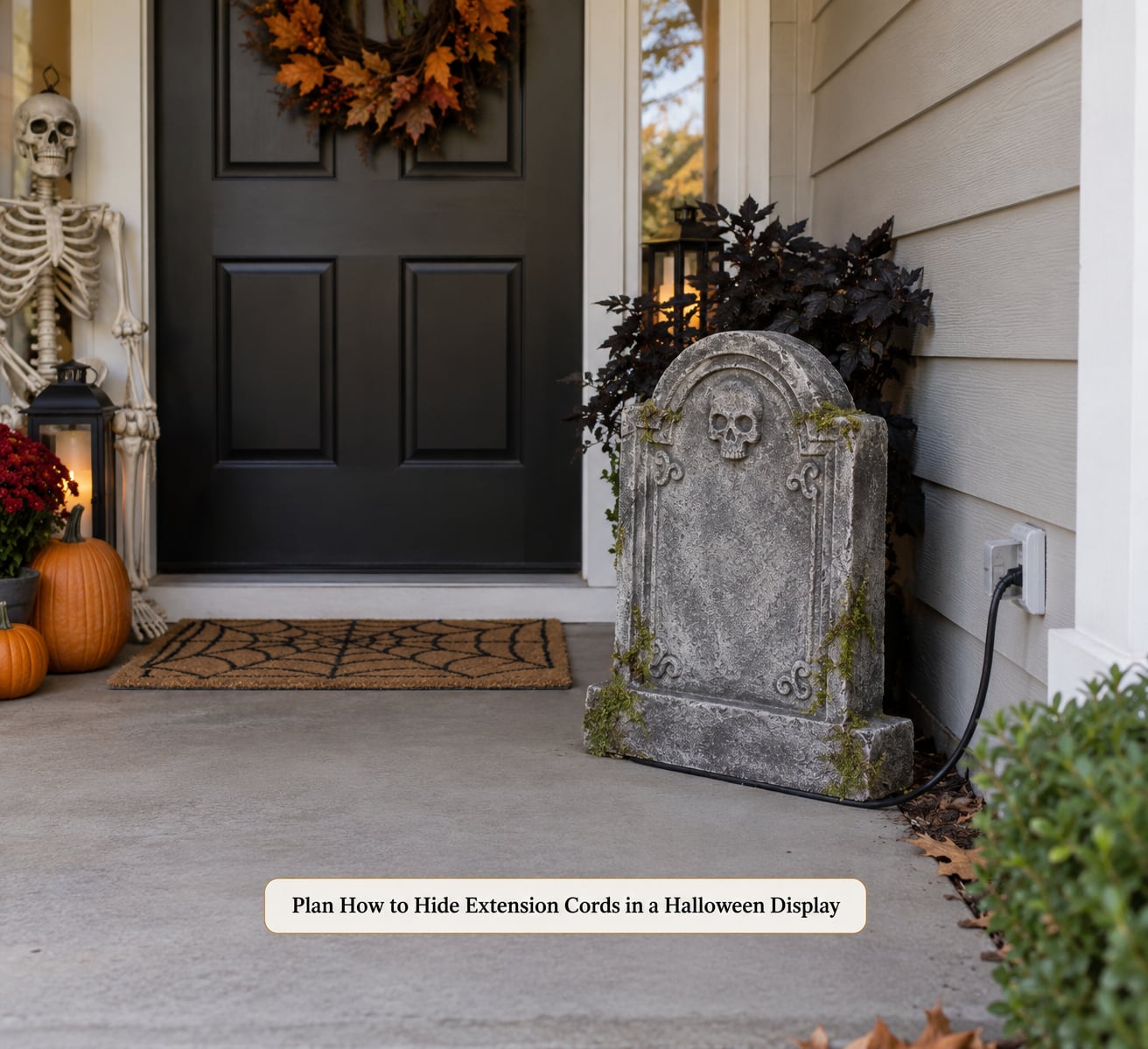 Plan How to Hide Extension Cords in a Halloween Display
