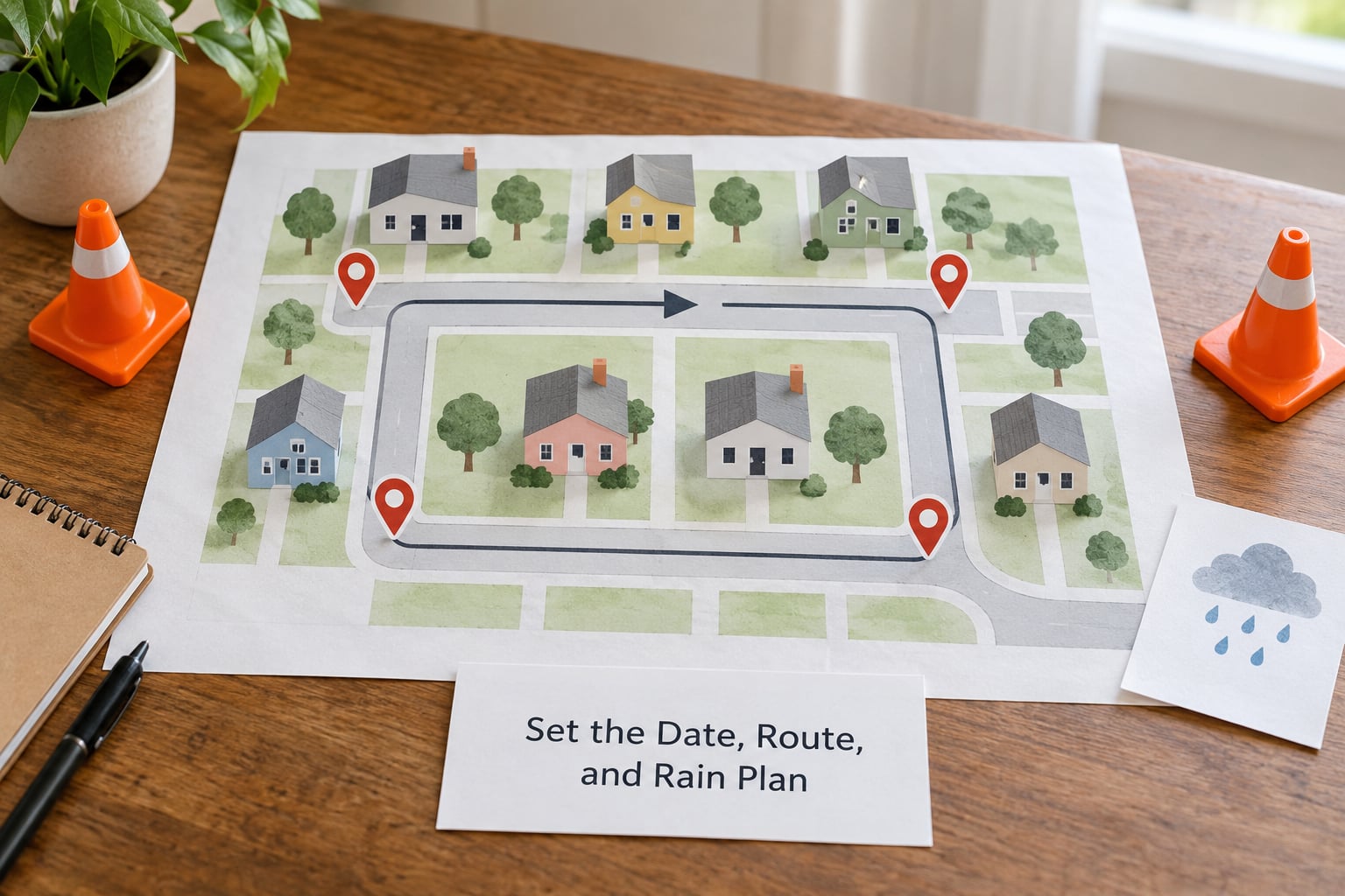 Set the Date, Route, and Rain Plan