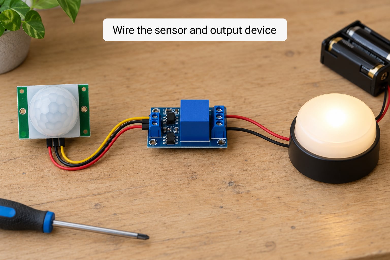 Wire the sensor and output device
