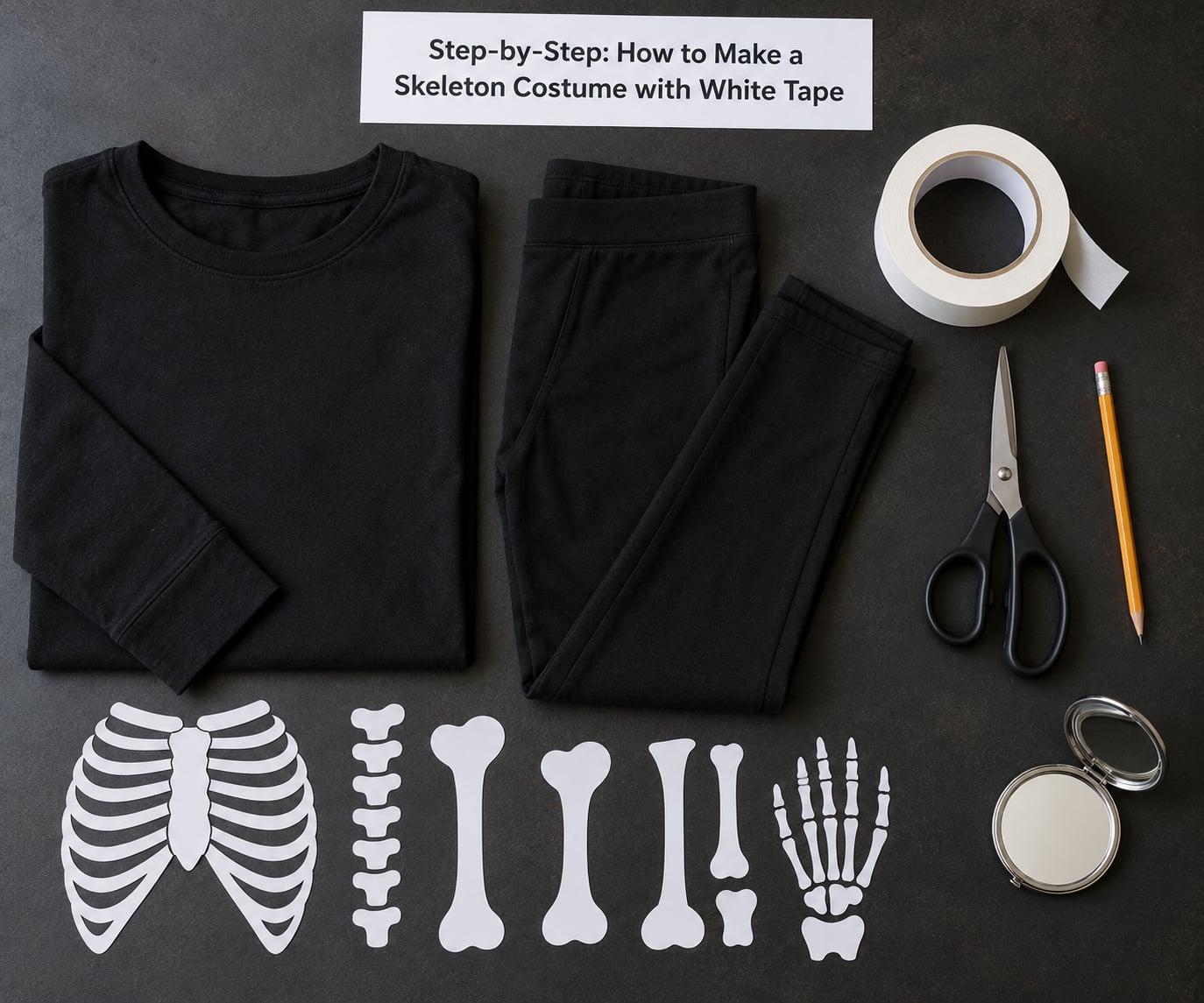 Step-by-Step: How to Make a Skeleton Costume with White Tape