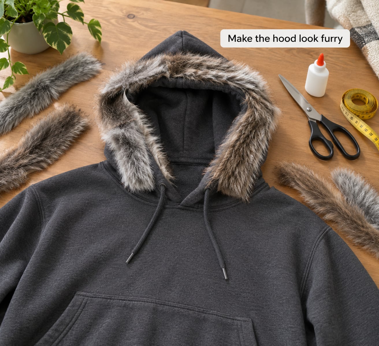 Make the hood look furry