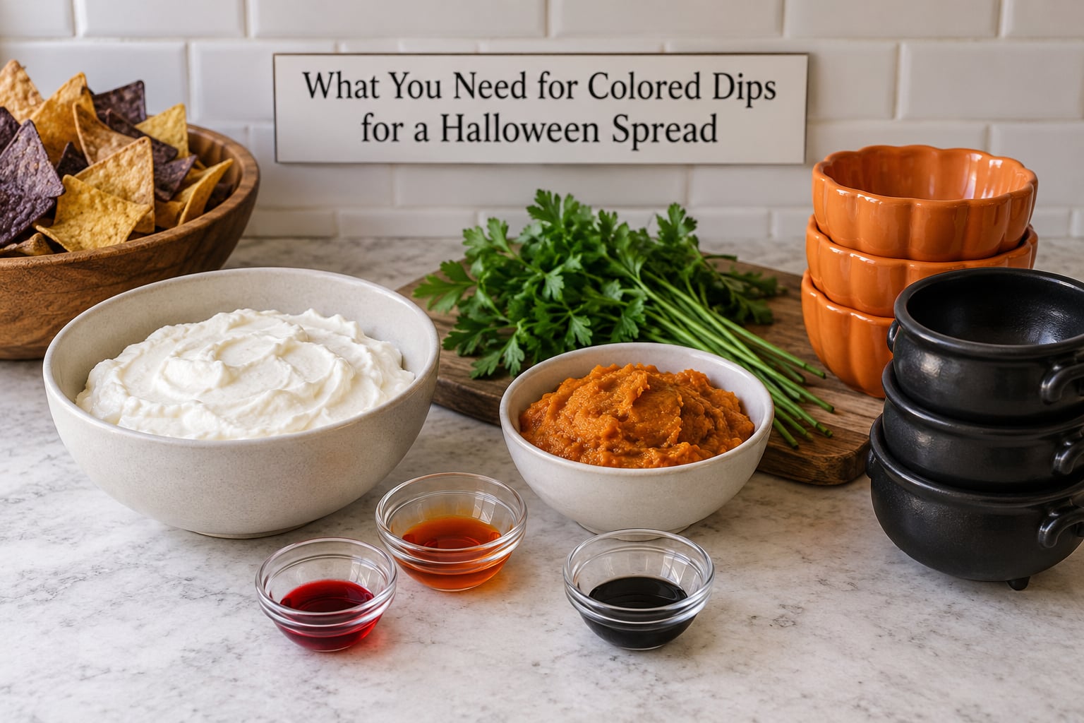 What You Need for Colored Dips for a Halloween Spread