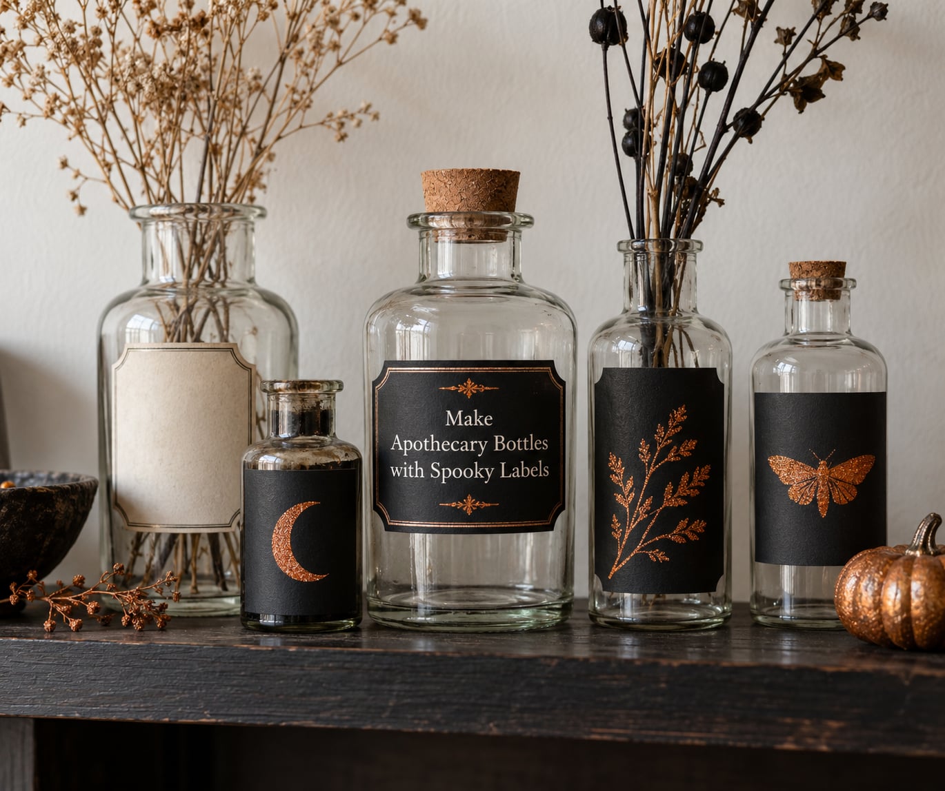 Make Apothecary Bottles with Spooky Labels